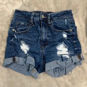 Aero Dark Blue Jean Shorts with Rips